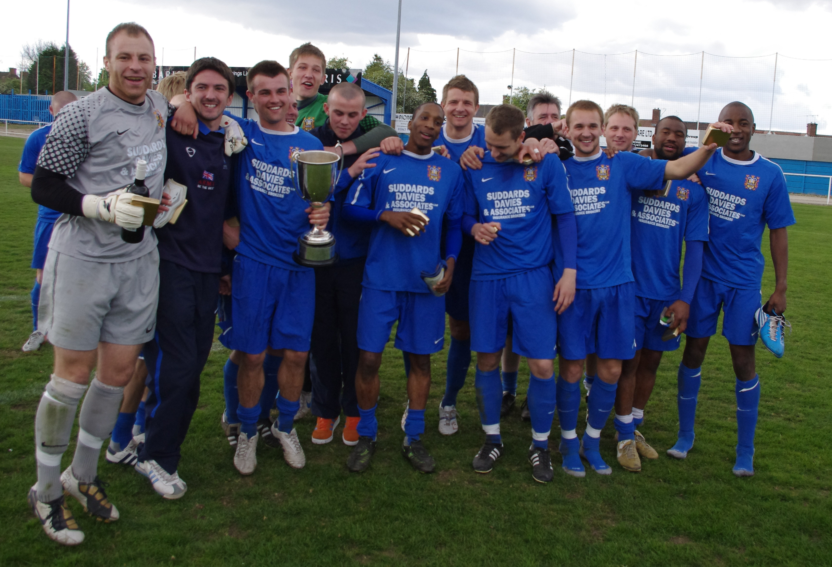 Farsley celebrate winning the NCEL League Cup