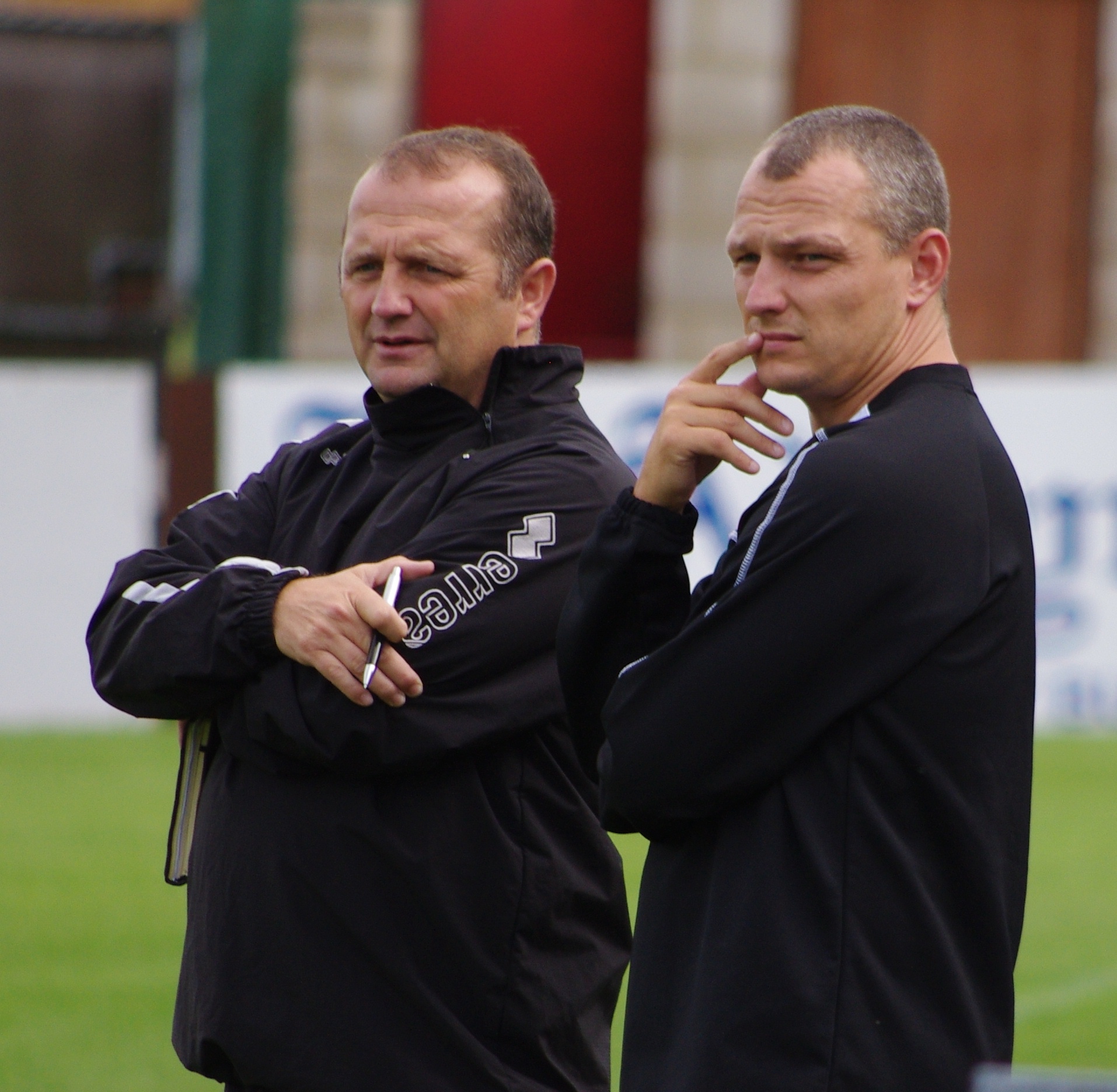 Harrogate Railway boss Billy Miller (left) with assistant Lee Ashforth