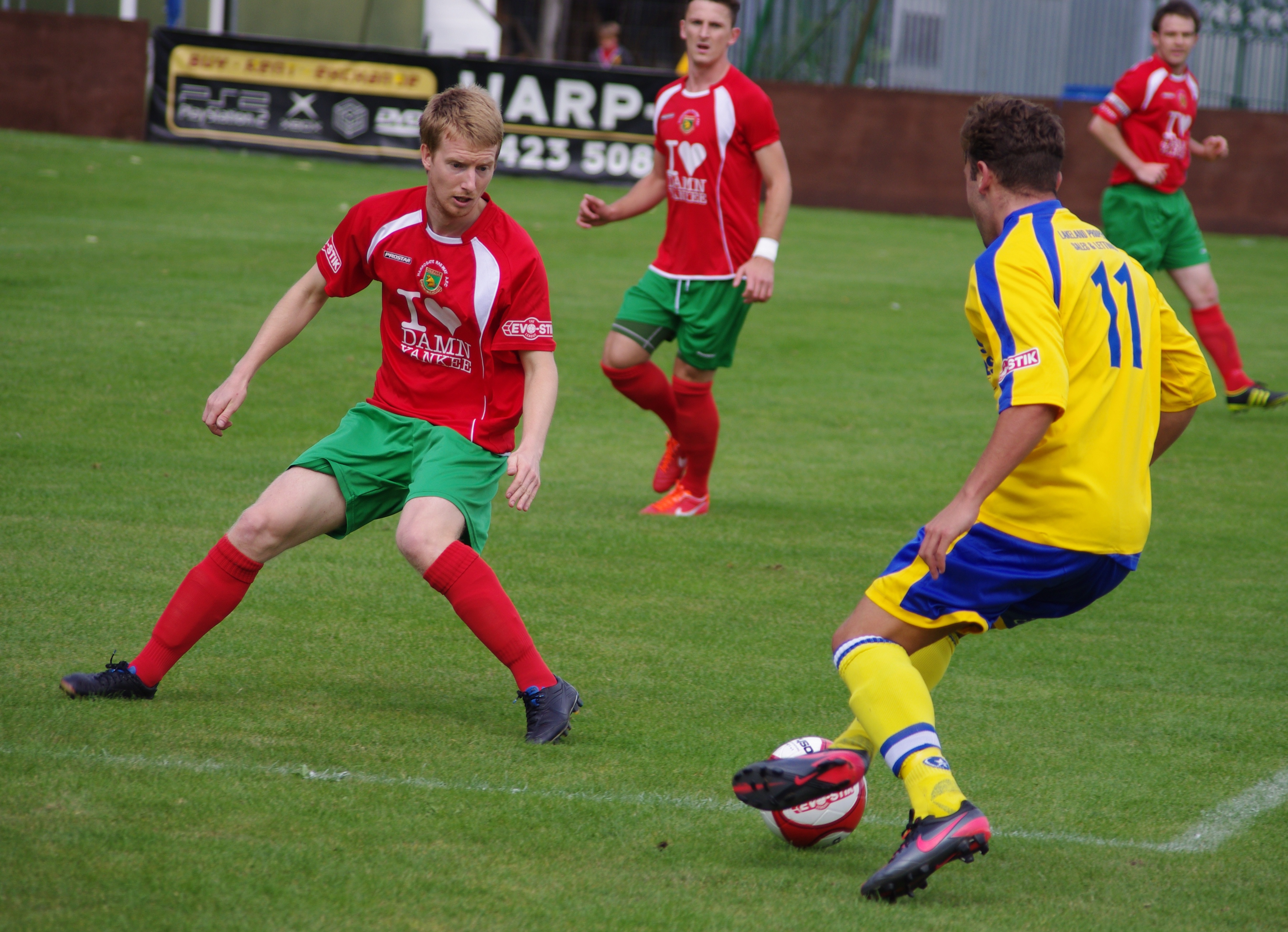 Simon Wood (left) in action for Harrogate Railway