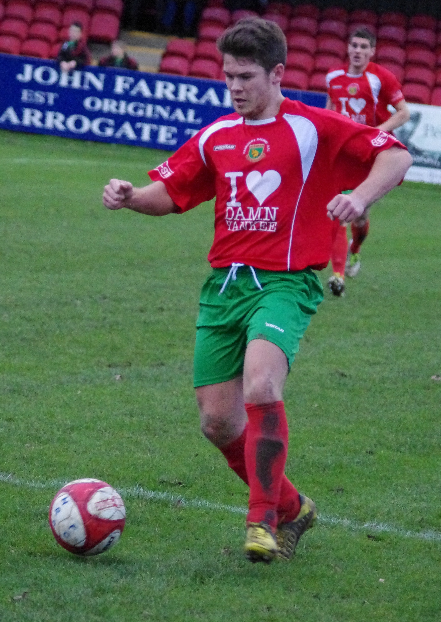 Simon Parkes was stretched off in Harrogate Railway's 3-2 win over Clitheroe