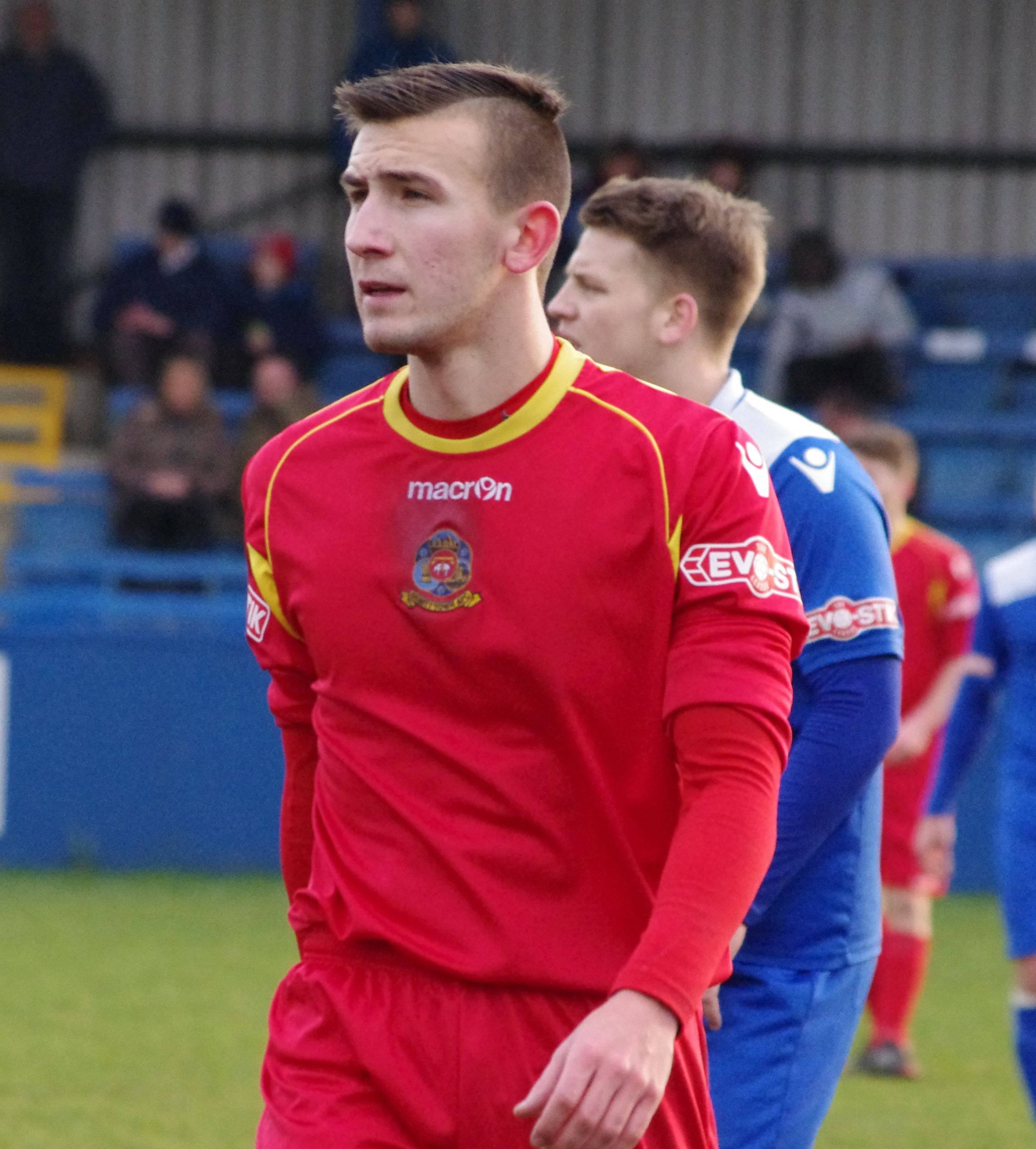 Tadcaster will be hoping that Calum Ward, pictured here during his final appearance for Ossett Town, will add the extra firepower needed to propel them into the Evo Stik Division One North for the first time in their history