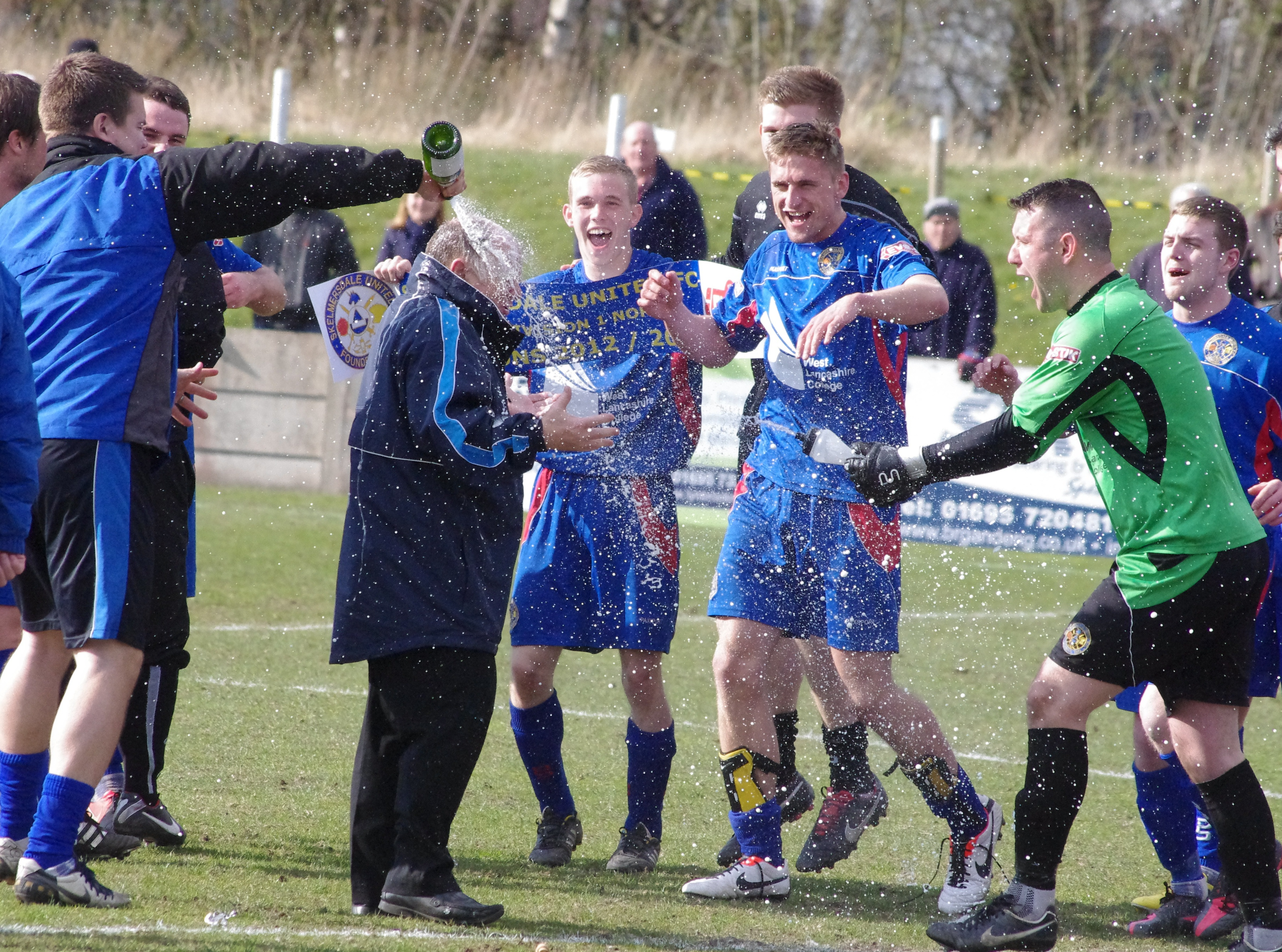 These were the scenes when Skelmersdale won the Evo Stik Division One North title after beating Farsley last April