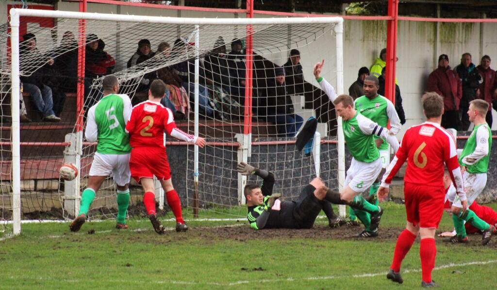 Paul Sykes scores on his return to the AFC Emley side