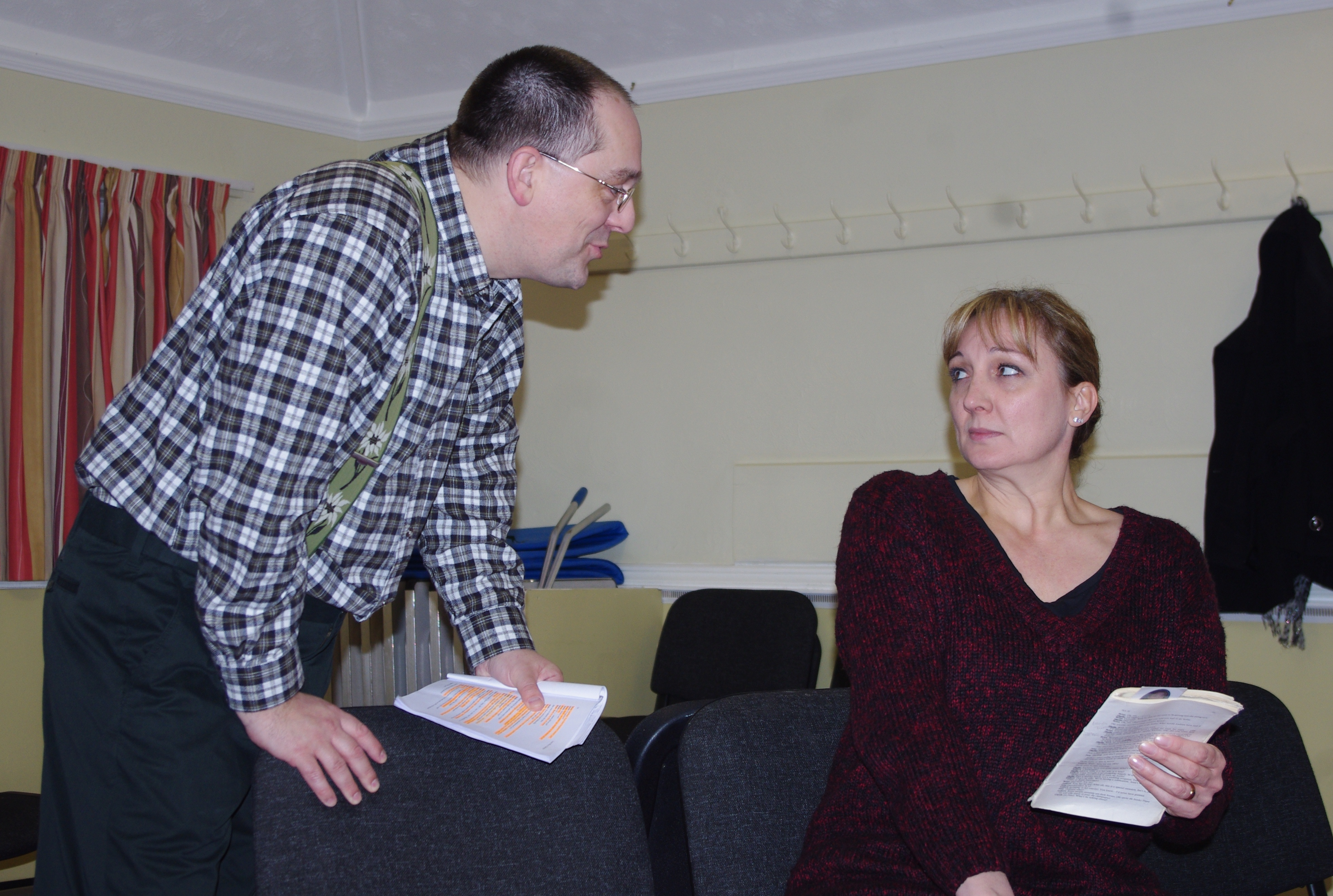 Brian (David Battersby) gets his point across to Sheila (Anita Rushforth)