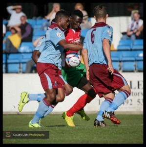 Lamin Colley in action for Harrogate Railway back in September. Photo: Caught Light Photography