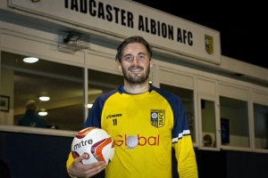 Red hot Tadcaster Albion striker Josh Greening, with the match-ball, scored four in his side's 5-1 hammering of Retford United - four days after scoring a hat-trick at Handsworth Parramore 