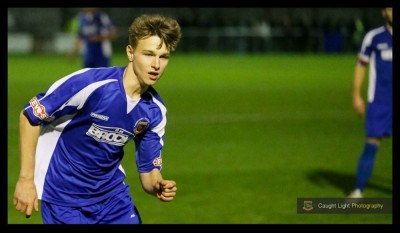 Young Askham Bryan student Dan Hickey in action during his appearance for Harrogate Railway in the 7-1 defeat at Darlington 1883