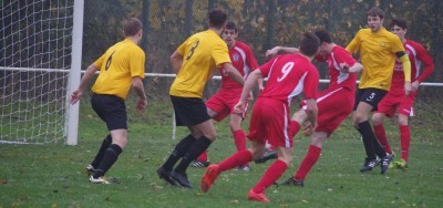 Nostell fail to deal with the free kick that enabled Armthorpe to take the lead