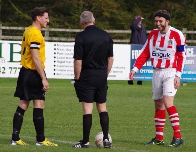 Laughter all round as the referee realises he has left his cards at home 