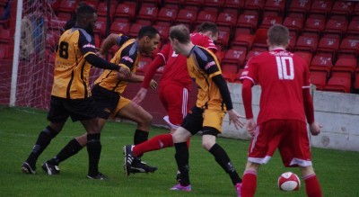 Chris Wood during a rare Ossett Town attack