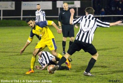 Vincent Dhesi in action for Tadcaster Albion during their 6-1 win at Retford. Picture: Ian Parker