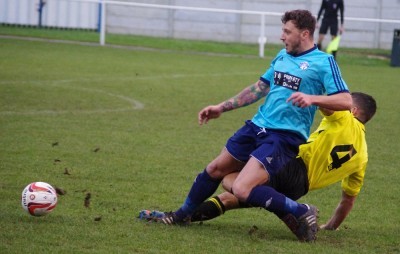 Hallam's Jordan Wasden tackles Hemsworth's Lee Swift