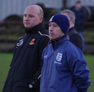 Selby Town manager Dave Ricardo (left) watched on in frustration as his side collapsed in the first half