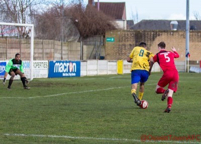 Ossett attacker Nathan Curtis being brought down by Ben Hampson. Picture: Mark Gledhill