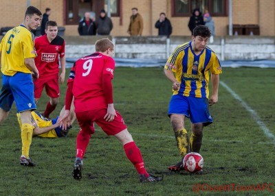 Sam Aneroid missed a penalty in Ossett Town's 4-1 defeat at Droylsden. Picture: Mark Gledhill