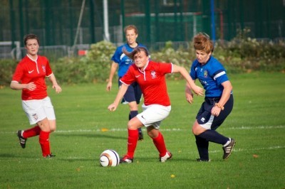 York City's  goalscorer Megan Bramham in action earlier in the season against Brighouse 