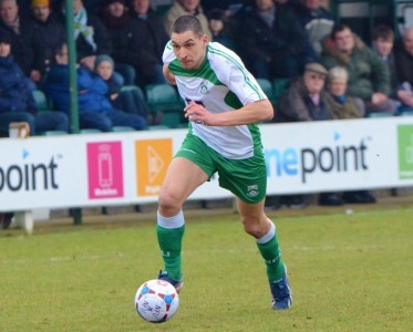 Danny Clarke almost won the game for North Ferriby in the final minute. Picture: John Rudkin