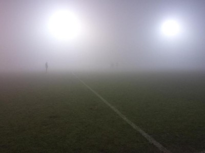 The scene at Tadcaster Albion last night after the West Riding County Cup semi-final was postponed