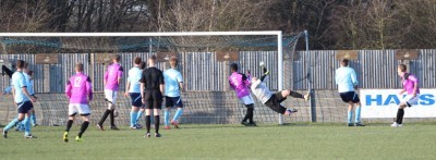 Nick Black equalises for Garforth. Picture: Steve Hope