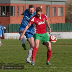 Adam Baker couldn't continue his great form in Harrogate Railway's 1-0 defeat to Radcliffe Borough