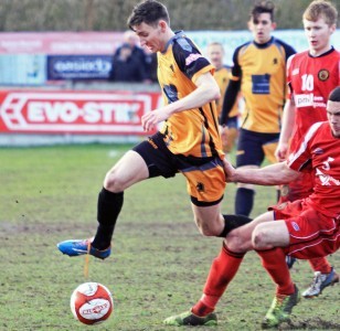 Connor Brunt scored Ossett Albion's goal. Picture: Adam Hirst