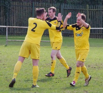 Ben Parkes celebrates firing Knaresborough ahead at Worsbrough