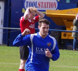 Aaron Moxam celebrates scoring the winner