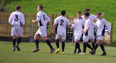 Nostell celebrate Wales' equaliser.