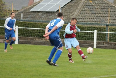 Steven Kenworthy equalises for AFC Emley. Picture: Mark Parsons