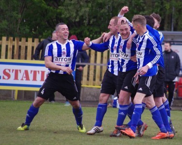 Shaw Lane players go wild after James Cotterill