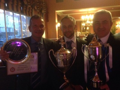 Shaw Lane Aquaforce chairman Craig Wood (centre), pictured with Dave Exley and Kev Wright, attended his first NCEL AGM and presentation evening