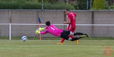 Nathan Curtis fires Ossett Town ahead. Picture: Mark Gledhill