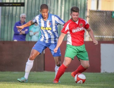 Midfielder Simon Parkes was back playing for Harrogate Railway last night. Photo: CaughtLight Photography