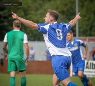 Steve Bromley celebrates his goal. Picture: Caught Light Photography