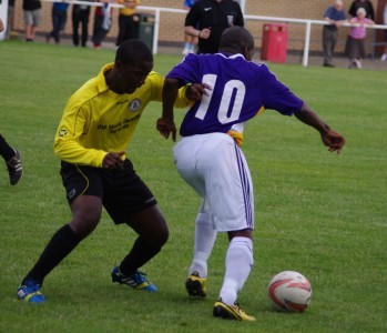 Dom Blair holds onto the ball for Hemsworth