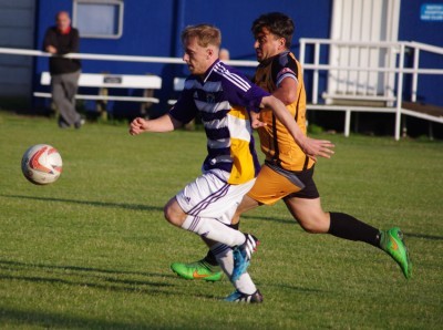 Ossett Albion goalscorer Rob Bordman on the attack during the 2-2 draw with Hemsworth