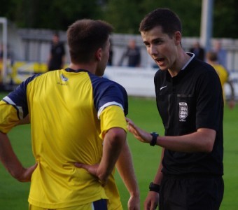 Referee Jamie Rhodes had to use his excellent man management skills to deal with a couple of incidents