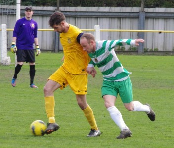 Del Pollock (right) scored  for Glasshoughton at Runcorn