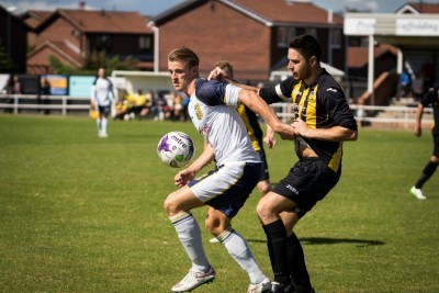 Tadcaster striker Nick Black controls the ball. Picture: Ian Parker