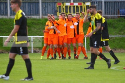 Athersley celebrate's Podmore's goal. Photo: WhiteRosePhotos.co.uk