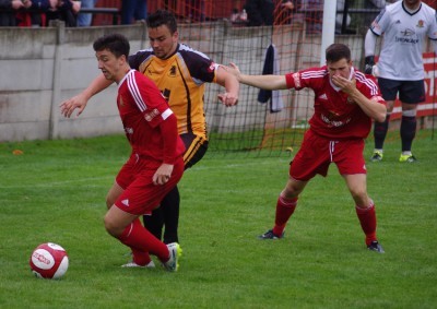 Rob Bordman (centre) scored Ossett Albion's second goal