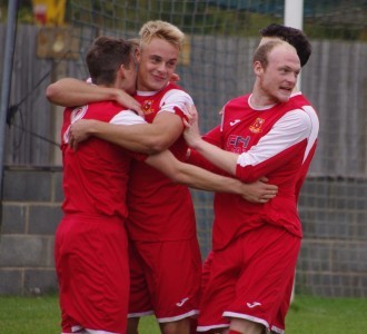 Selby Town celebrate Craig Muirhead's opener after just 30 seconds