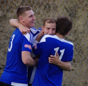 Oscar Radford (left) scored twice in Shaw Lane's win