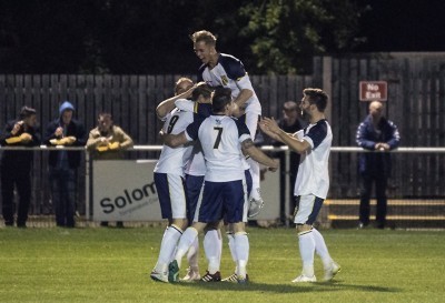 Tadcaster celebrate Nick Black's goal. Picture: Ian Parker