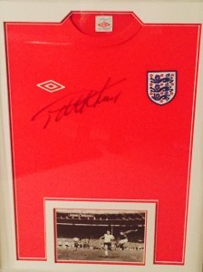 A signed Geoff Hurst shirt is one of the silent auction items