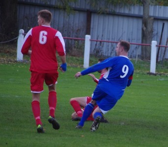 Blythen prepares to celebrate after scoring the opener 