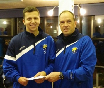 Garforth Town manager Adrian Costello and goal-scorer Danny Harris pictured a few weeks ago