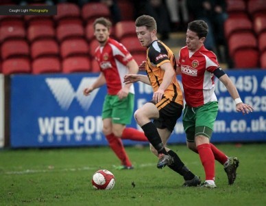 Action from Harrogate Railway 1-3 Ossett Albion. Picture: Caught Light Photography