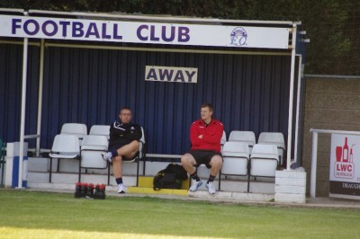 Eric Gilchrist and Luke Potter realise they have fallen for one of Ossett Albion boss Richard Tracey's practical jokes of sending them to the wrong ground