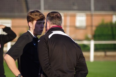 AFC Emley manager Darren Hepworth casts a huge shadow over the referee's performance